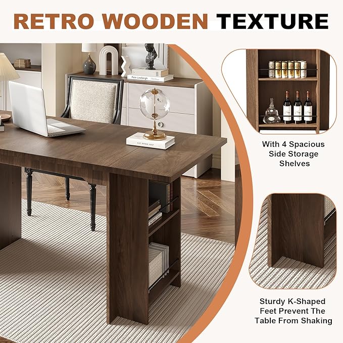 Garvee 63 Inch Dining Table for 2-4, Farmhouse Rectangular Kitchen Table - Image 3