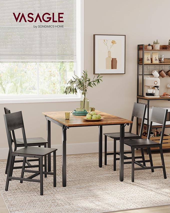 VASAGLE Dining Chair Set of 2, Rustic Wood Chairs - Image 4