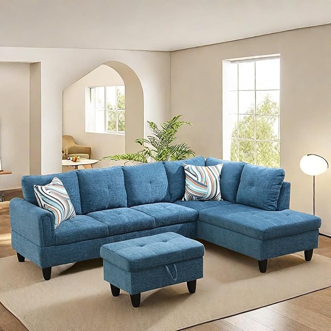 NAYSAYE Sectional Couch with Ottoman Storage, L Shaped Couch Sofa Furniture Sets by NAYSAYE