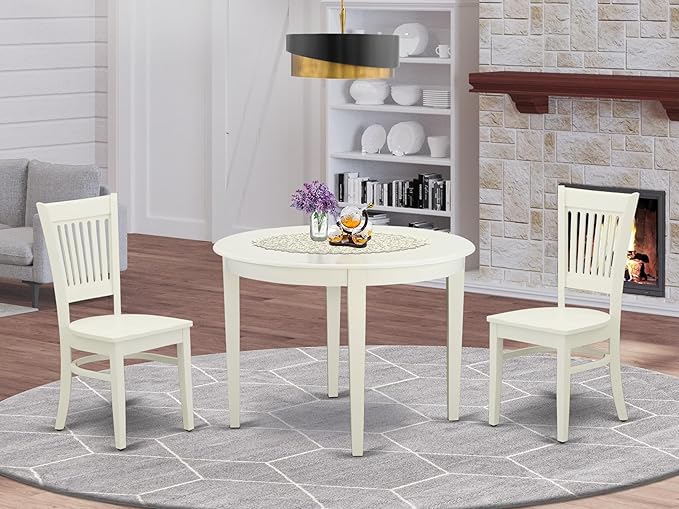 East West Furniture BOVA3-LWH-W 3 Piece Modern Dining Table Set Contains a - Image 2