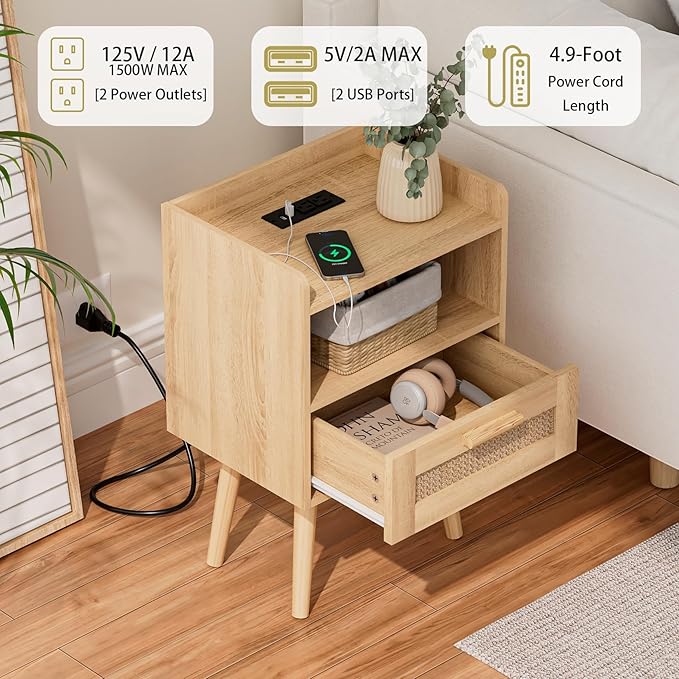 Masupu Nightstand, Small Bedside Table - Image 5