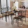 5 Piece Dining Table Set, Modern Metal&Wood Kitchen Dinner Table by ErdoruLiving