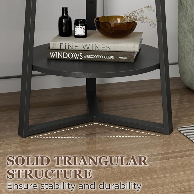 Gadroad Round End Table with Storage Shelf, 2 Tier Farmhouse Side Table - Image 5