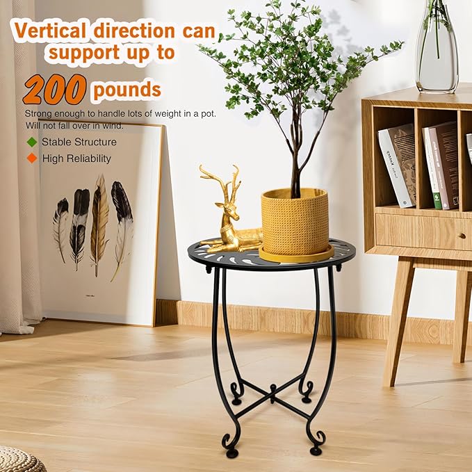 Outdoor Side Table for Small Spaces, 2 Pack 14 Inch Round Metal End Table for - Image 4