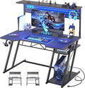 Gaming Computer Desk with Shelves and Outlets, Gaming Desk with Hutch and LED by Armocity