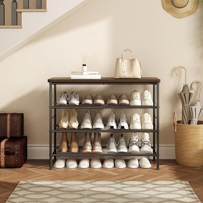 Shoe Rack Organizer 4 Tier for Closet Entryway Free Standing Metal Storage Shoe - Image 4