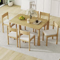 Dining Table with Chairs Set of 6, 7-Piece 60" Farmhouse Rectangular Dining by Unknown