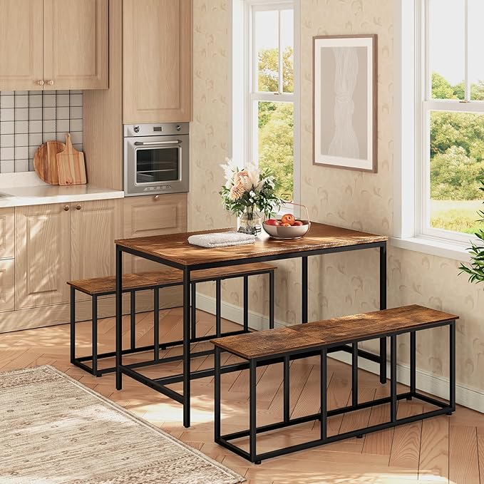 HOOBRO Dining Bench, 47.2 Inch Dining Table Bench, Industrial Style Kitchen - Image 2