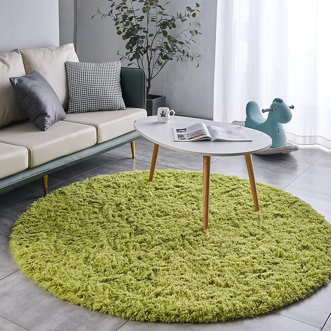 FJZFING Grass Green Round Rug Ultra-Soft Plush Modern 6x6 Circle Area Rug - Image 3