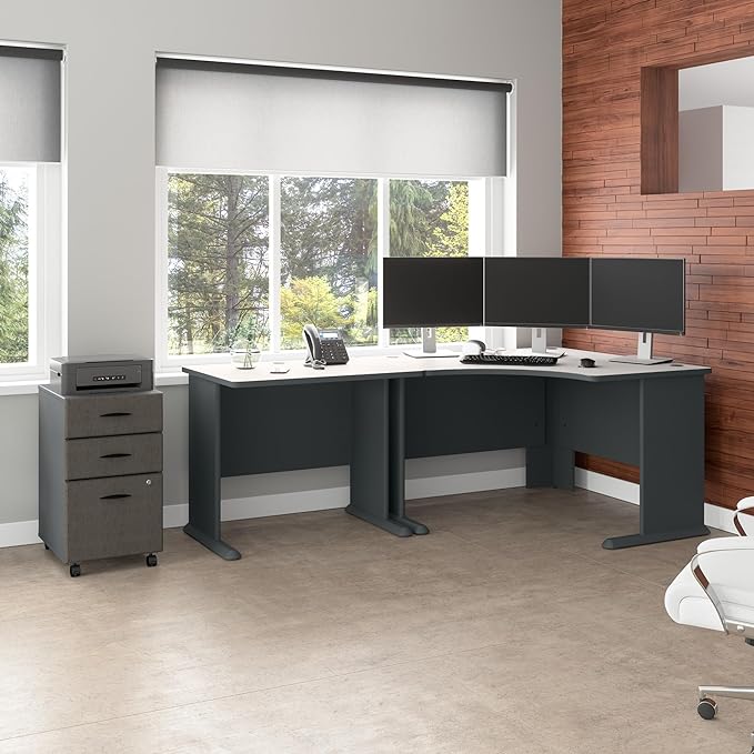 Bush Business Furniture Series A 36W Small Desk in White Spectrum and Slate - Image 4