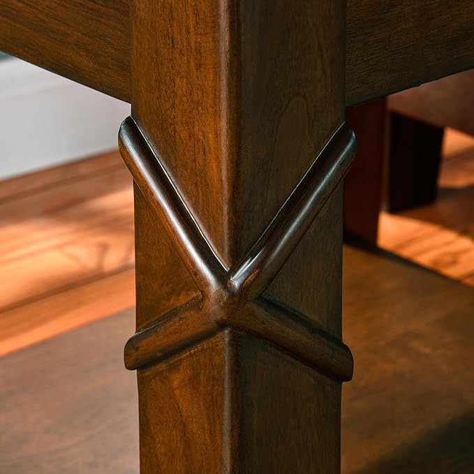 Solid Wood Side Table with Storage Shelf, Cherry Wood End Tables Living Room - Image 8