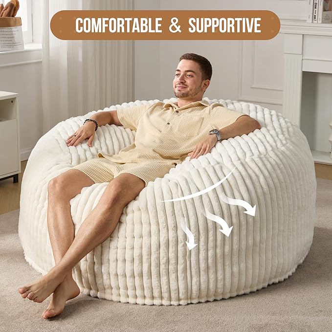 Hobestluk 5ft Bean Bag Chairs for Adults Large Beanbag Chair - Image 5