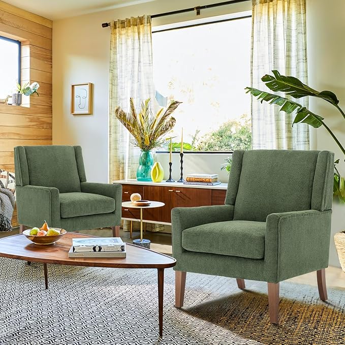 COLAMY Modern Wingback Living Room Chair, Upholstered Fabric Accent Armchair - Image 6