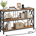 47.2" Console Table with Charging Station, 3-Tier Entryway Table, Industrial by Choezon