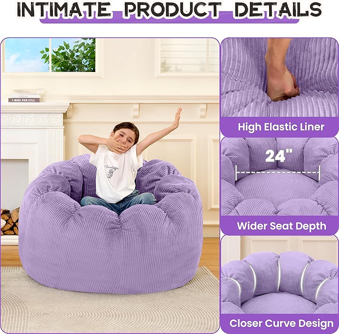 HABUTWAY Giant Bean Bag Chair for Adults/Kids/Teens, Pumpkin Bean Bag Couch - Image 5
