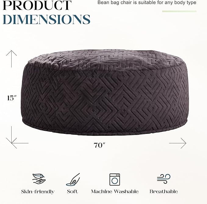 Hobestluk Bean Bag Chairs Adults Beanbag Chair - Image 2