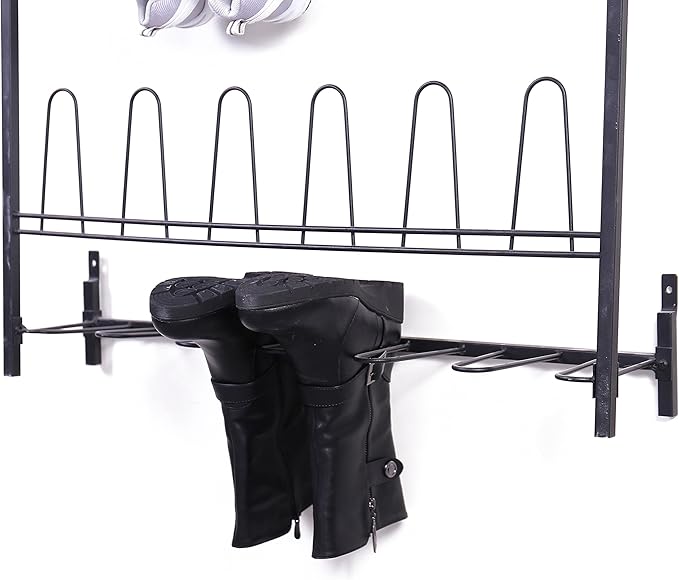 MyGift Modern Matte Black Metal Hanging Shoe Rack - Image 3