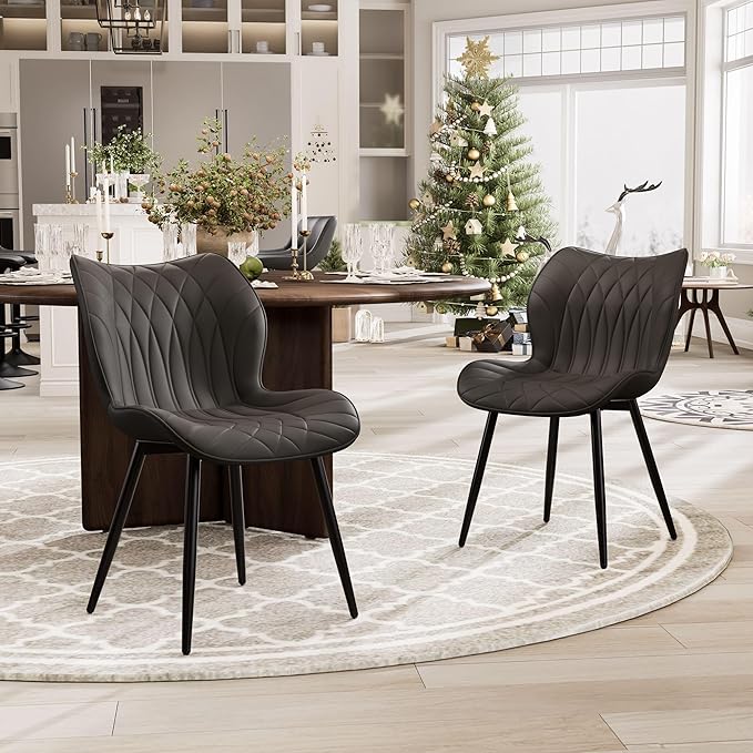 YOUNIKE Dining Chairs Set of 2, Upholstered Faux Leather Kitchen & Dining Room - Image 3