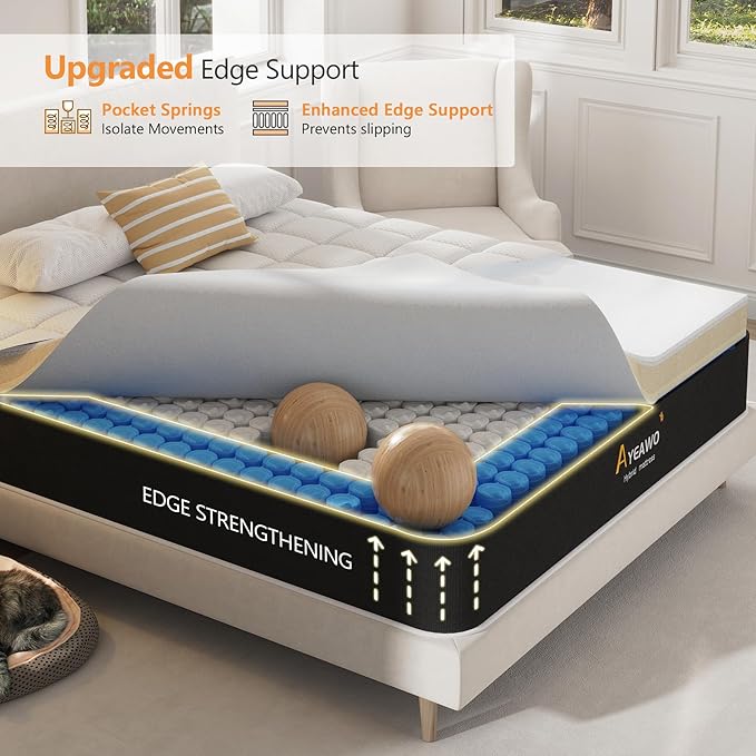 Firm Queen Mattress, 12 Inch Gel Memory Foam Hybrid Mattress Queen Size - Image 6