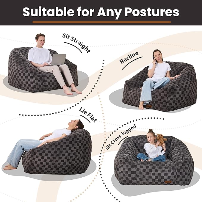 Bean Bag Chairs for Adults, Giant Beanbag Sofa Comfy Reading Chair, Oversized - Image 7