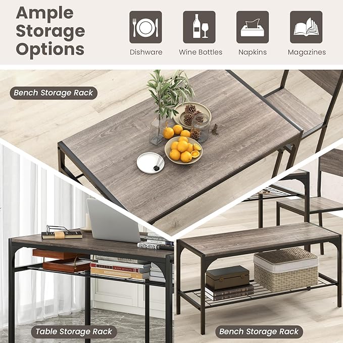 Tangkula Dining Table Set for 4, Kitchen Table and 2 Chairs for 4 - Image 4