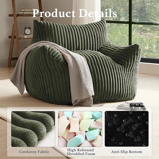 Giant Plush Bean Bag Chair for Adults - Image 3