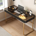 Lartis Modern Office Desk with Drawers, Glass Top Makeup Vanity Without Mirror by Lartis