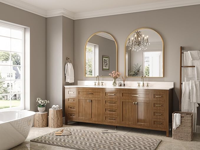 Brightify Arched Mirror, Arched Wall Mirror, 32 x 40 Inch Gold Arch Mirror - Image 2