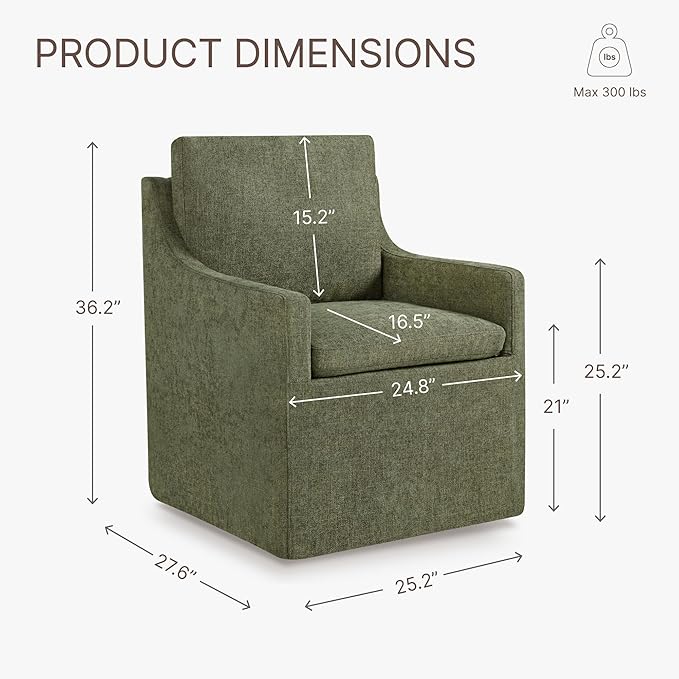 Upholstered Dining Chairs with Casters Easy Assembly Side Deskchair with Rollers - Image 2