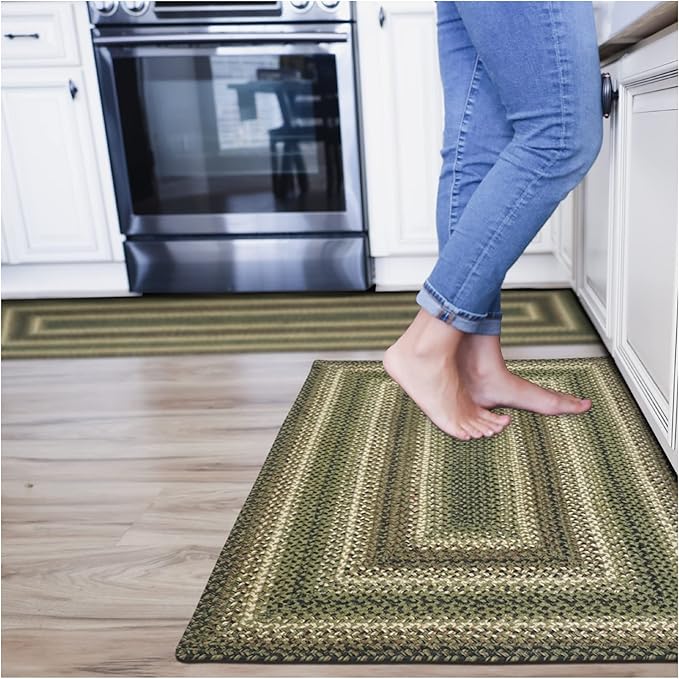 Homespice Pinecone Green Braided Rugs Runners 22x72 – Hand Braided Jute Kitchen by Homespice
