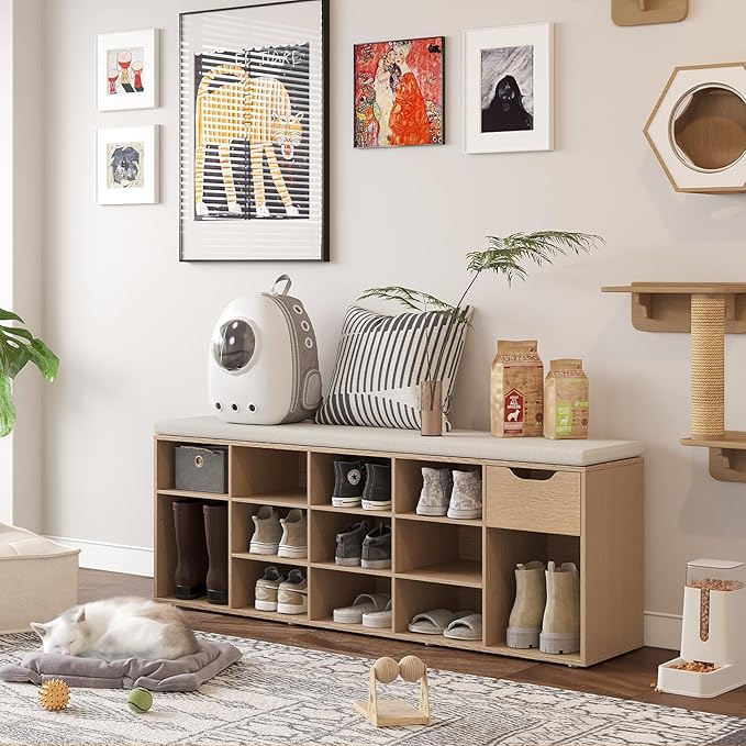 DINZI LVJ Shoe Bench, Entryway Storage Bench - Image 8