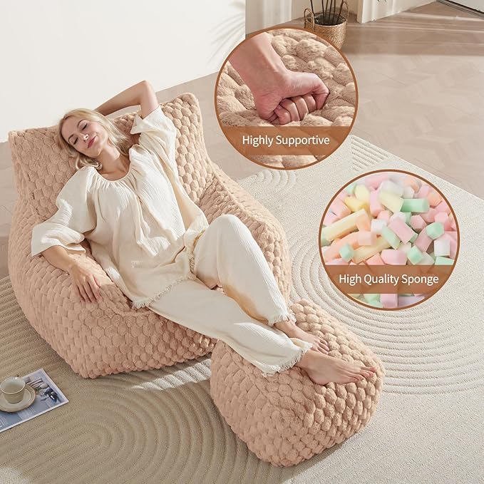 Bean Bag Chair with Ottoman - Image 7