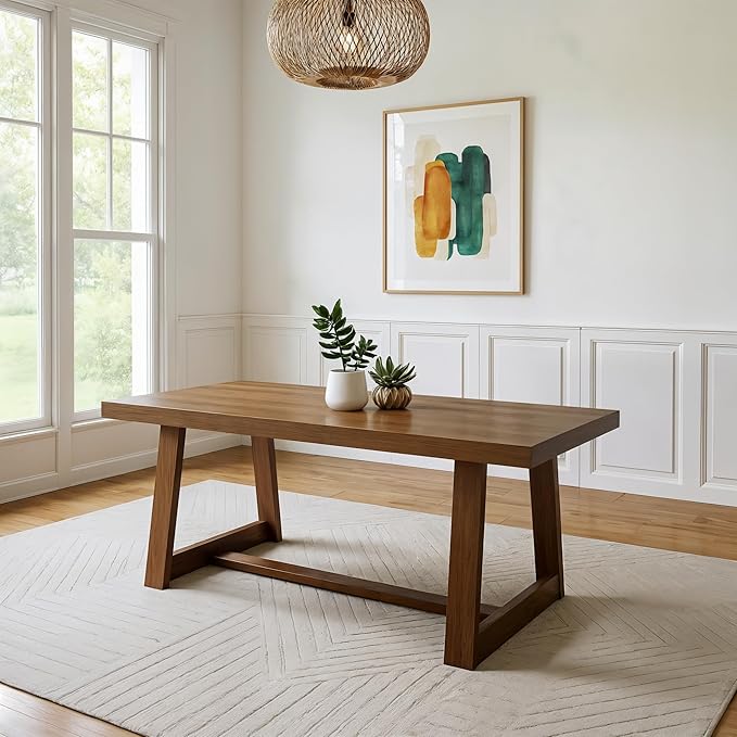 Plank+Beam 72 Inch Farmhouse Dining Table, Solid Wood Rustic Kitchen Table by PlankBeam