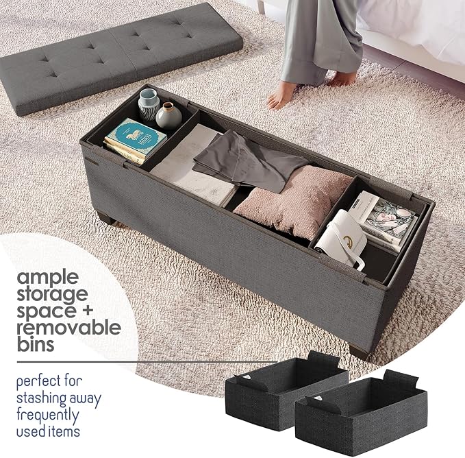 STORAGEBUD Storage Ottoman Bench - Image 3