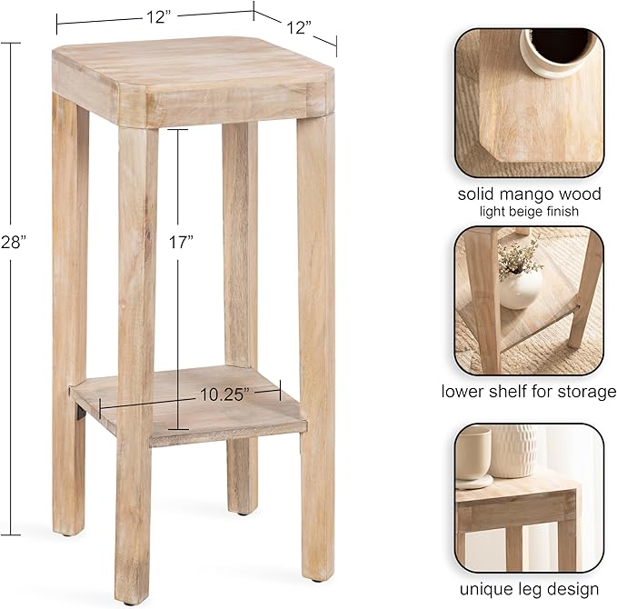 Kate and Laurel Talcott Modern Square Wood Drink Table, Light Natural, - Image 3