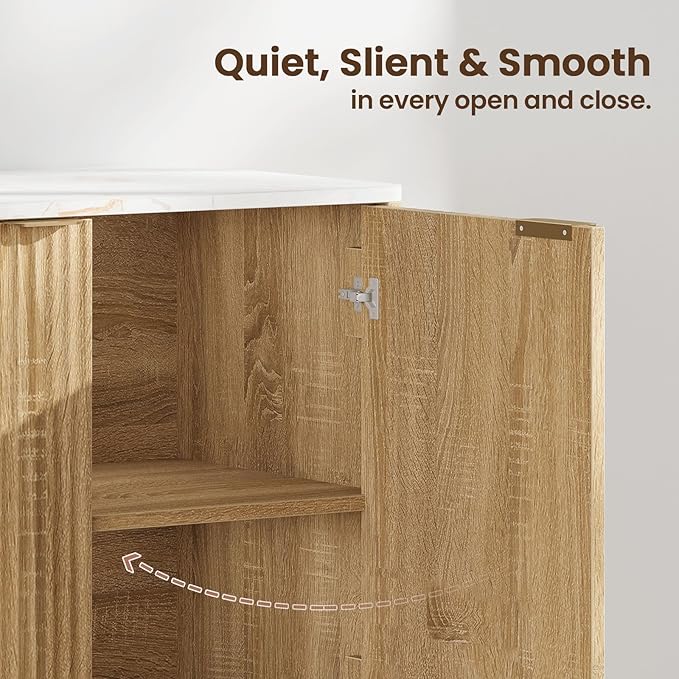Buffet Cabinet with Storage, Fluted Multifunctional Storage Cabinet with 4 Doors - Image 6