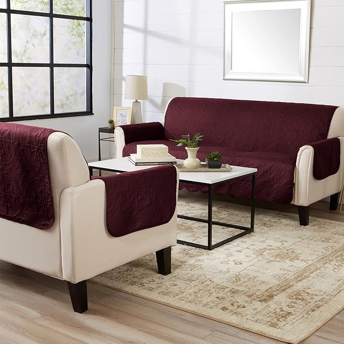 Medallion Stitched Solid Furniture Protector Stain Resistant Durable Furniture - Image 4