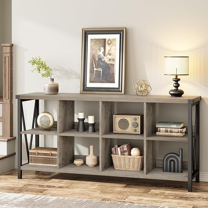 GarveeHome 8 Cube Storage Organizer Bookshelf, 3 Tier Metal Horizontal Bookcase by GarveeHome