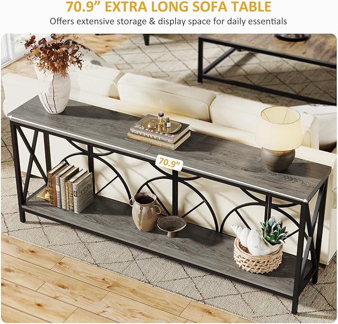 70.9-Inch Extra Long Sofa Table, Narrow Console Table Behind Couch - Image 6