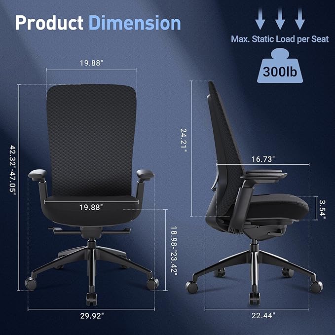 COLAMY Ergonomic Mesh Office Chair, Computer Executive Desk Chair, Ergonomic - Image 2