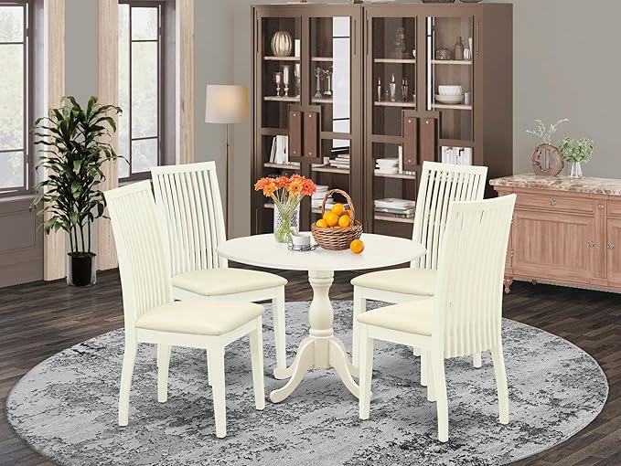 East West Furniture DMIP5-LWH-C 5 Piece Modern Dining Table Set Includes a - Image 2