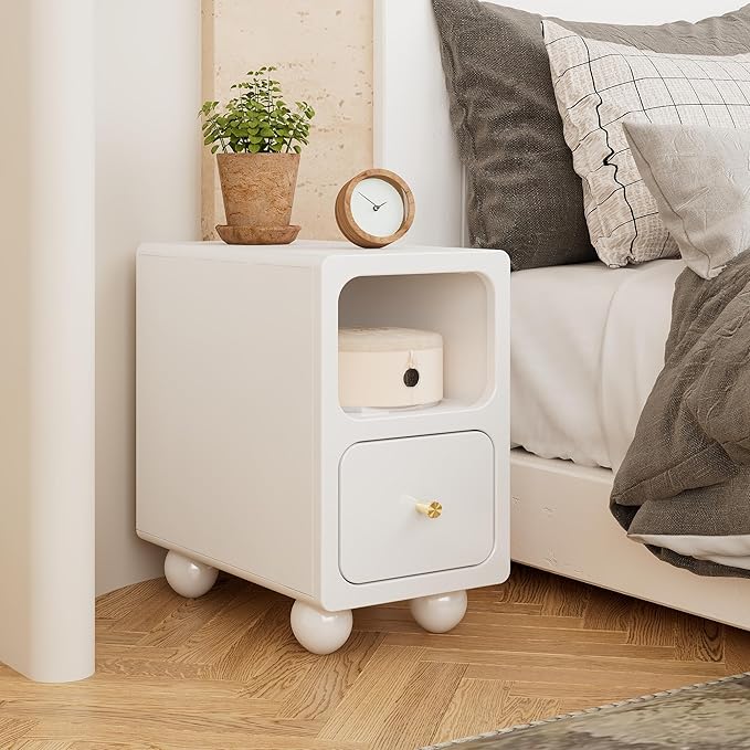 Solid Wood Night Stand, Narrow Nightstand - Image 4