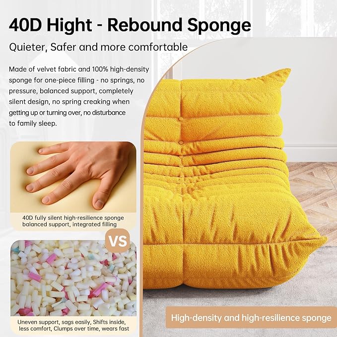 Bean Bag Chairs for Adults, BeanBag Reading Chair Memory Foam Couch, Floor - Image 4