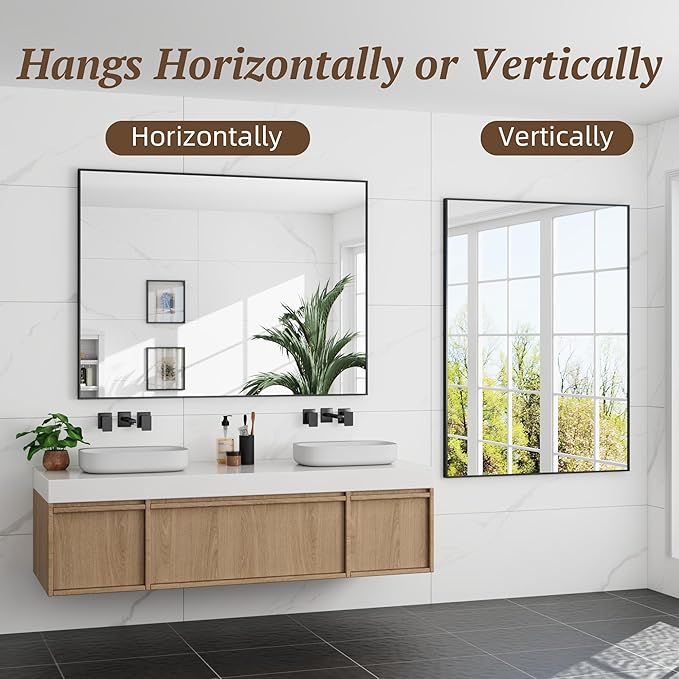 Bathroom Mirror 48" x 36", Large Rectangle Wall Mirror, Entryway Decor - Image 6