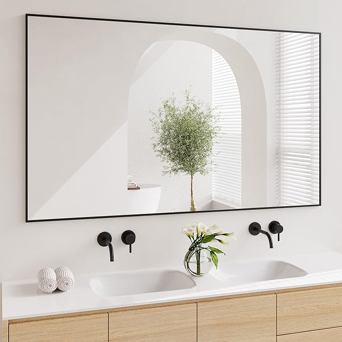Koonmi Black Mirrors for Wall, 36x60 Inch Bathroom Mirror, Rectangular Wall by KOONMI