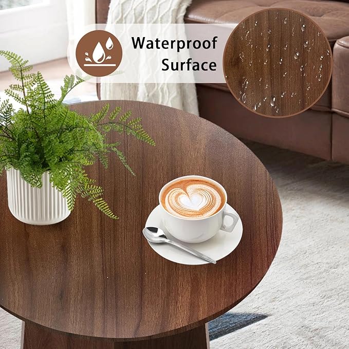 Wood Side Table, Round End Tables Living Room, Small Round Side Table - Image 5