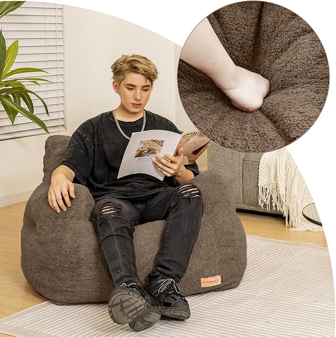 Bean Bag Chair with Filler, Bean Bag Sofa with Tufted Soft Stuffed Filling - Image 8