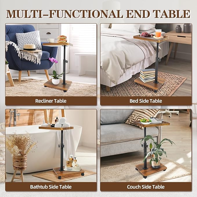 C Table Side Table End Table Adjustable Height，C Shaped End - Image 4