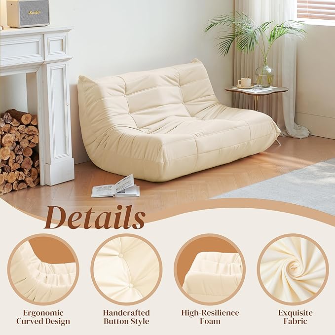 Bean Bag Chair, Loveseat Fireside Chair Bean Bag Sofa - Image 5