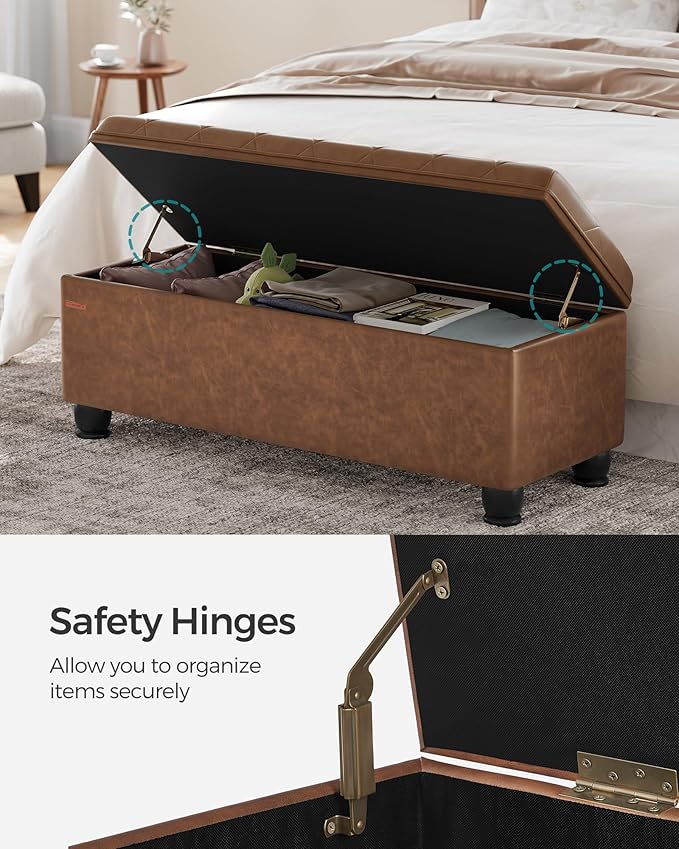 SONGMICS Storage Ottoman, Storage Bench, Tufted Entryway Bedroom Bench - Image 7